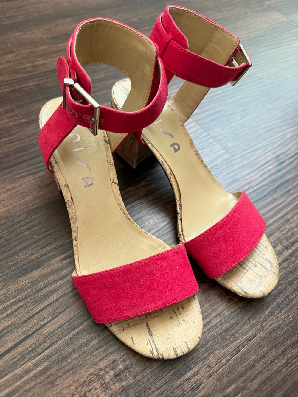 Women’s Pink Ankle-Strap Block Heel Sandals